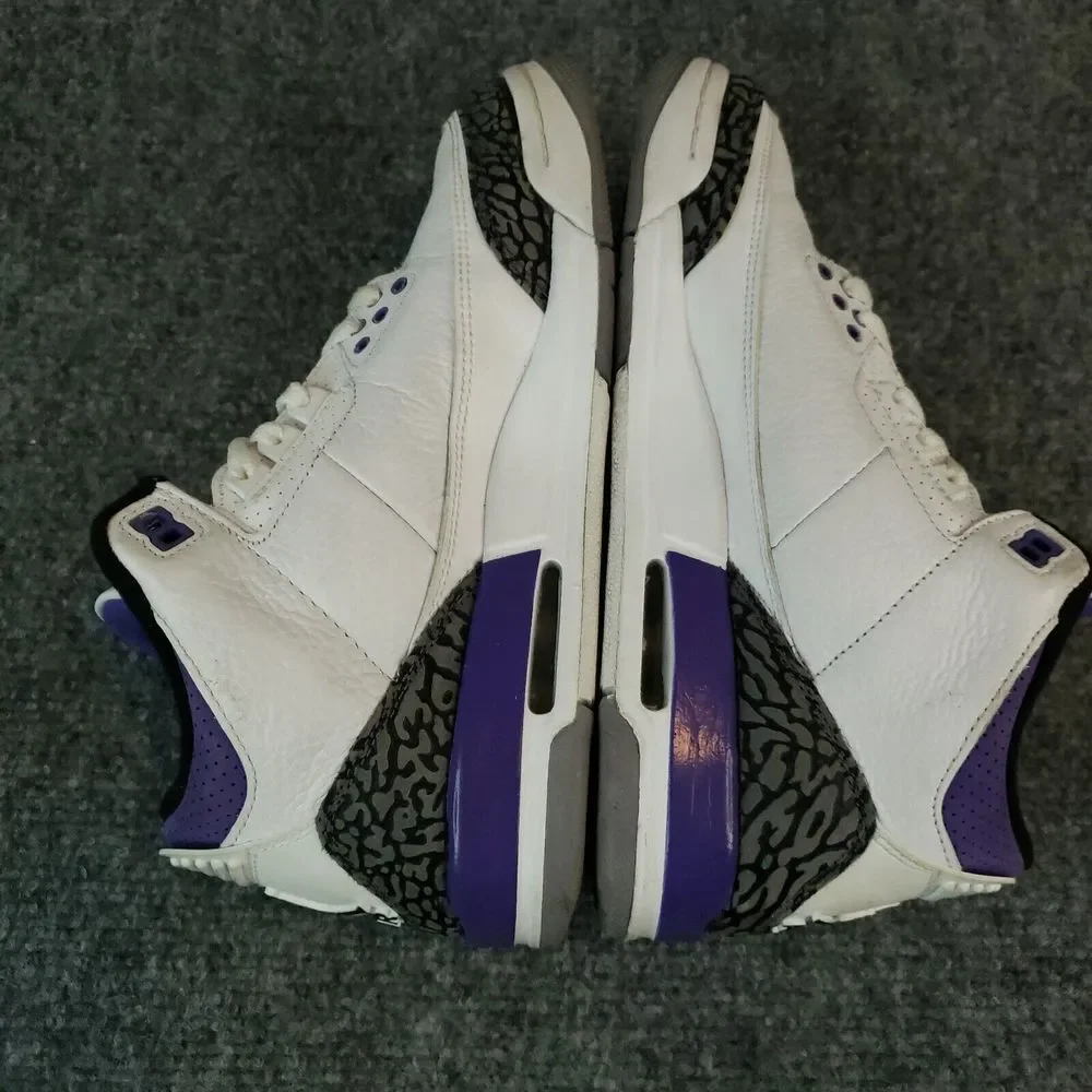 Nike Air Jordan 3 Retro Shoes Youth Boys Size 7 Purple White Sneakers DM0967-105
